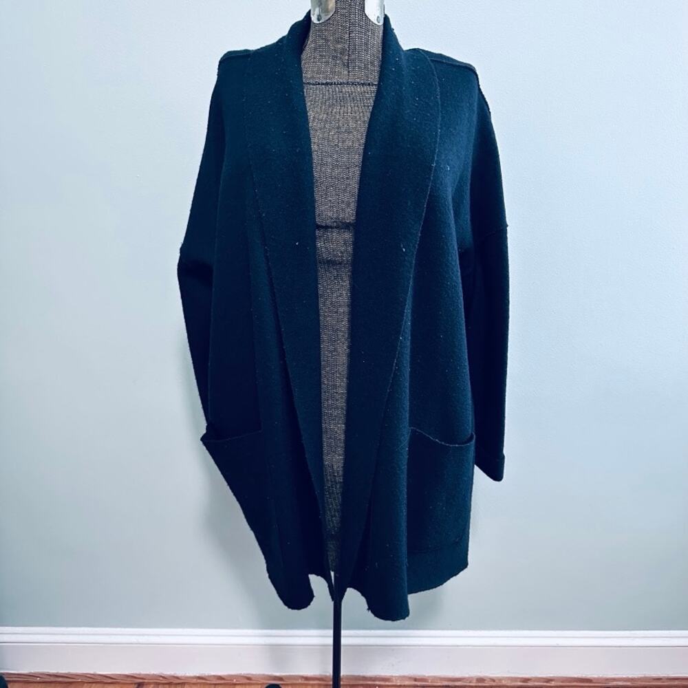 Eileen Fisher black wool open blazer
